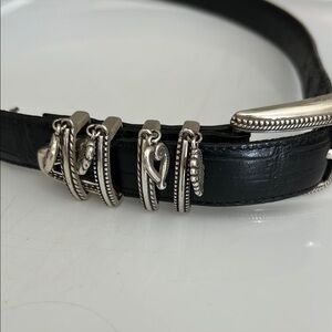 Brighton Black Leather Belt with Silver Details